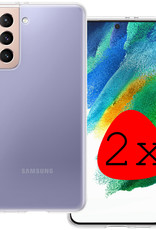 BASEY. Hoes Geschikt voor Samsung S21 FE Hoesje Siliconen Back Cover Case - Hoesje Geschikt voor Samsung Galaxy S21 FE Hoes Cover Hoesje - Transparant - 2 Stuks