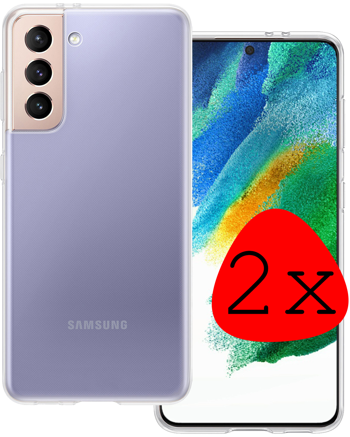 BASEY. Hoes Geschikt voor Samsung S21 FE Hoesje Siliconen Back Cover Case - Hoesje Geschikt voor Samsung Galaxy S21 FE Hoes Cover Hoesje - Transparant - 2 Stuks