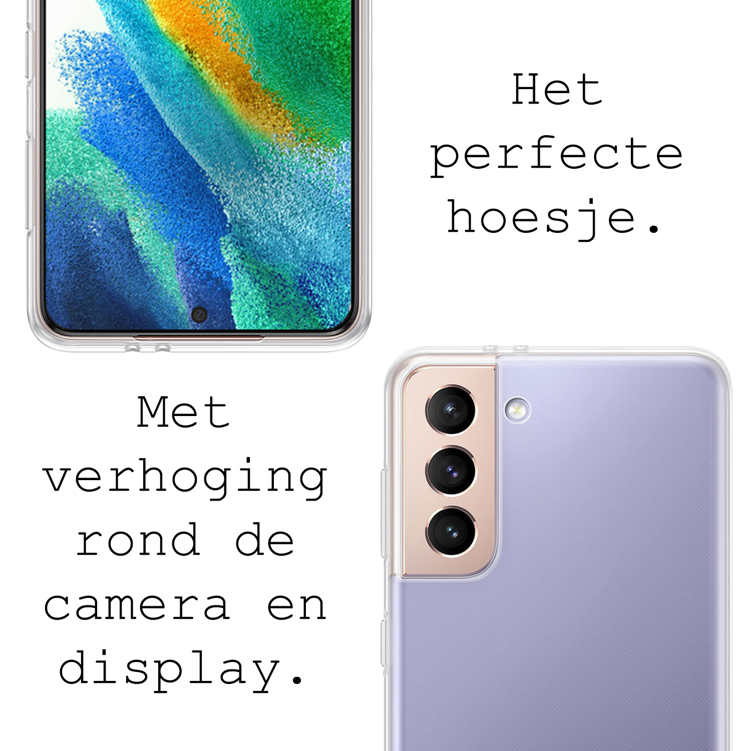 BASEY. Hoes Geschikt voor Samsung S21 FE Hoesje Siliconen Back Cover Case - Hoesje Geschikt voor Samsung Galaxy S21 FE Hoes Cover Hoesje - Transparant - 2 Stuks