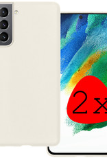 BASEY. Hoes Geschikt voor Samsung S21 FE Hoesje Siliconen Back Cover Case - Hoesje Geschikt voor Samsung Galaxy S21 FE Hoes Cover Hoesje - Wit - 2 Stuks