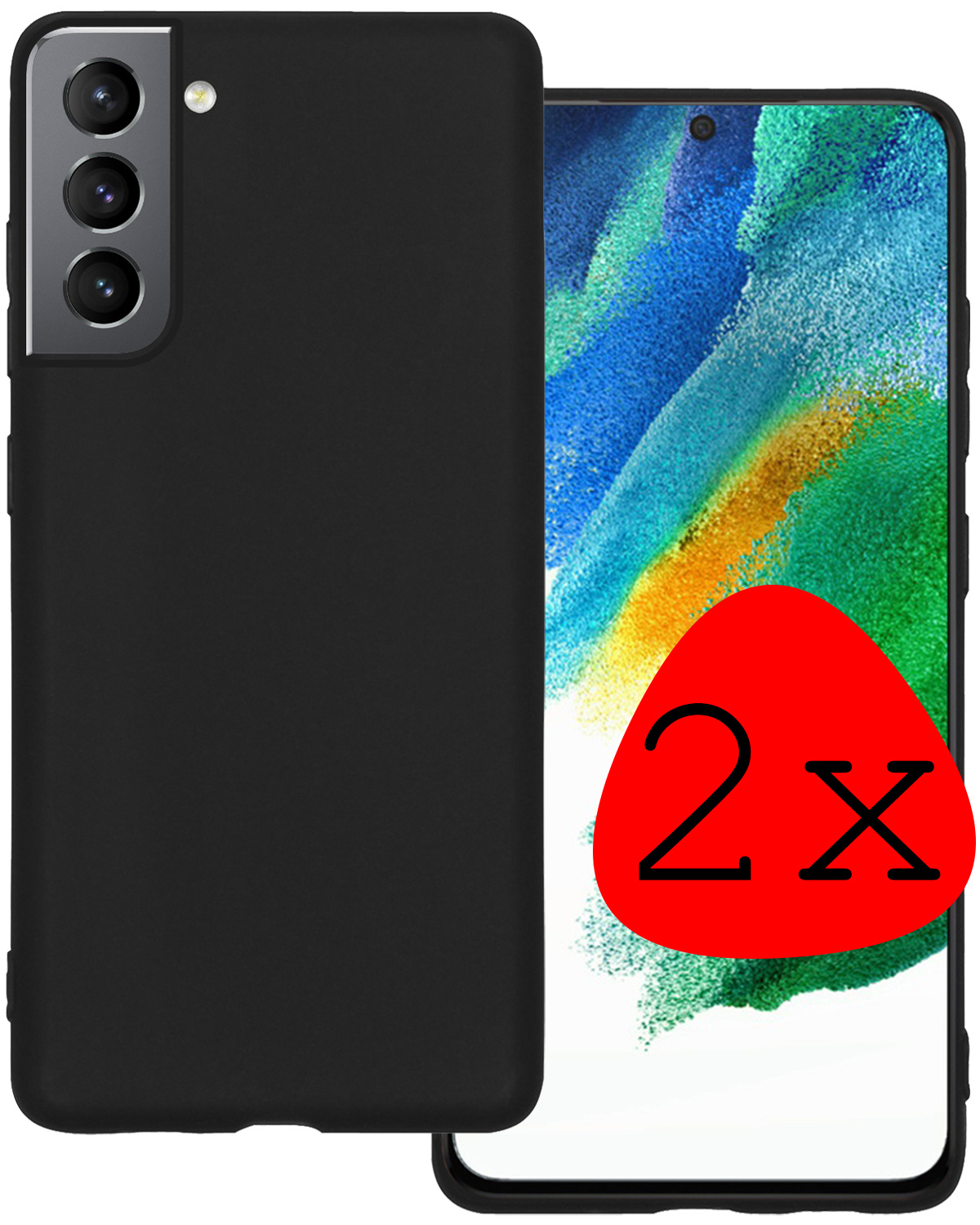 BASEY. Hoes Geschikt voor Samsung S21 FE Hoesje Siliconen Back Cover Case - Hoesje Geschikt voor Samsung Galaxy S21 FE Hoes Cover Hoesje - Zwart - 2 Stuks