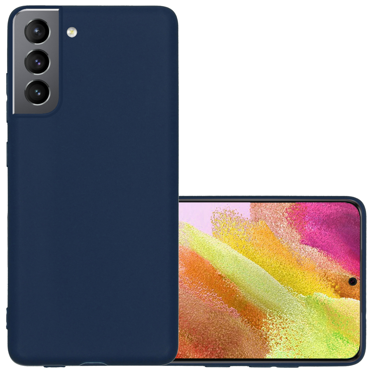 NoXx Hoes Geschikt voor Samsung S21 FE Hoesje Cover Siliconen Back Case Hoes - Donkerblauw