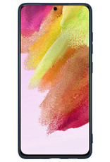 NoXx Hoes Geschikt voor Samsung S21 FE Hoesje Cover Siliconen Back Case Hoes - Donkerblauw