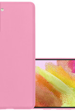 NoXx Hoes Geschikt voor Samsung S21 FE Hoesje Cover Siliconen Back Case Hoes - Lichtroze