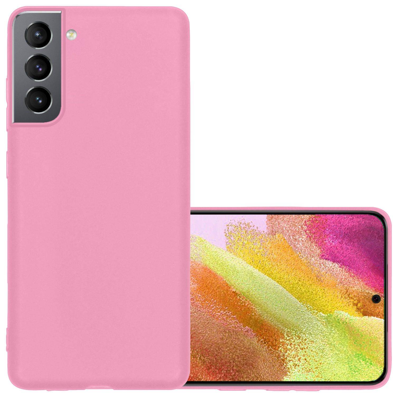 NoXx Samsung Galaxy S21 FE Hoesje Back Cover Siliconen Case Hoes - Licht Roze