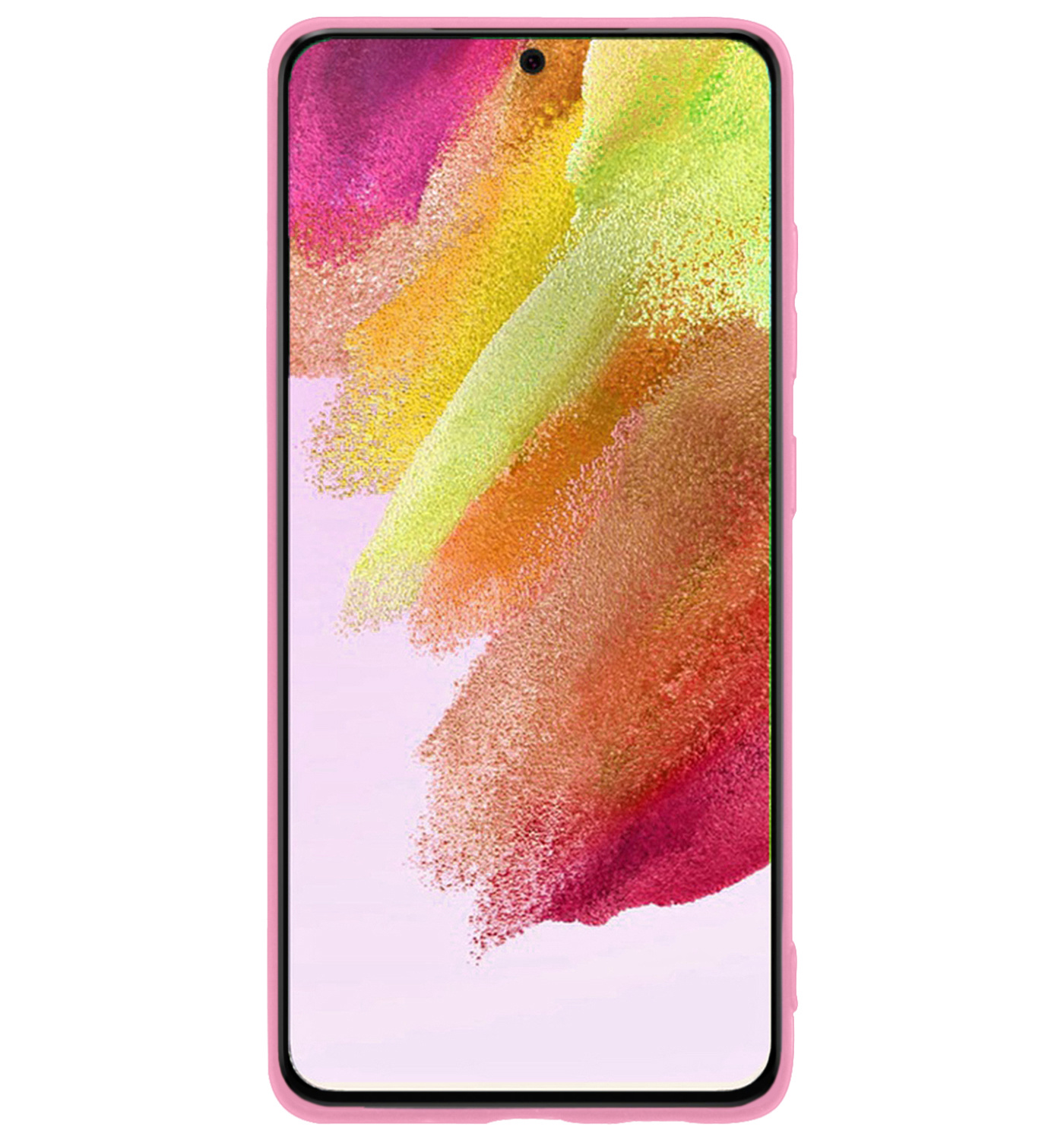 NoXx Hoes Geschikt voor Samsung S21 FE Hoesje Cover Siliconen Back Case Hoes - Lichtroze