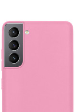 NoXx Samsung Galaxy S21 FE Hoesje Back Cover Siliconen Case Hoes - Licht Roze
