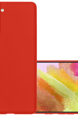 NoXx Hoes Geschikt voor Samsung S21 FE Hoesje Cover Siliconen Back Case Hoes - Rood