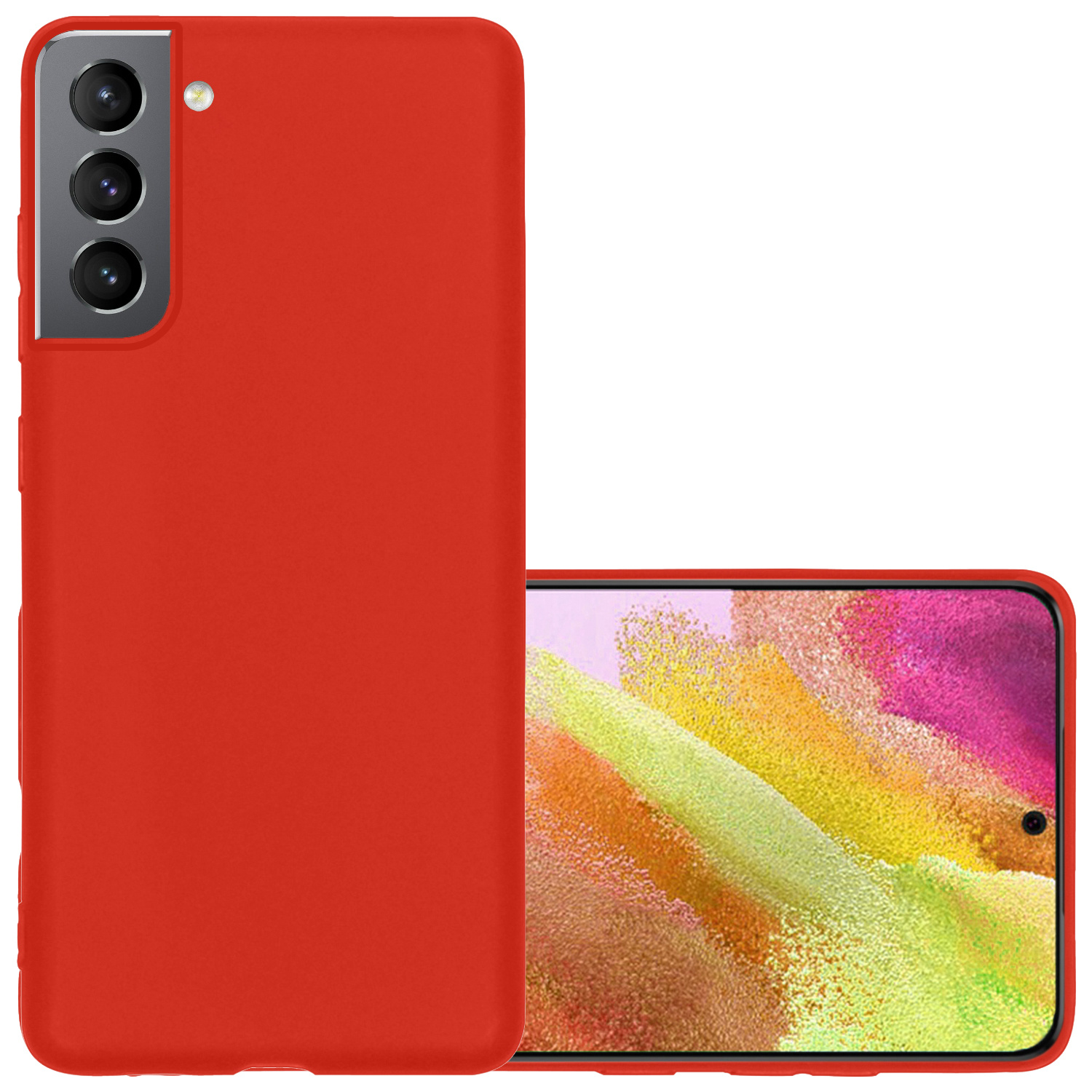 NoXx Hoes Geschikt voor Samsung S21 FE Hoesje Cover Siliconen Back Case Hoes - Rood