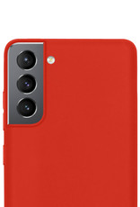 NoXx Hoes Geschikt voor Samsung S21 FE Hoesje Cover Siliconen Back Case Hoes - Rood