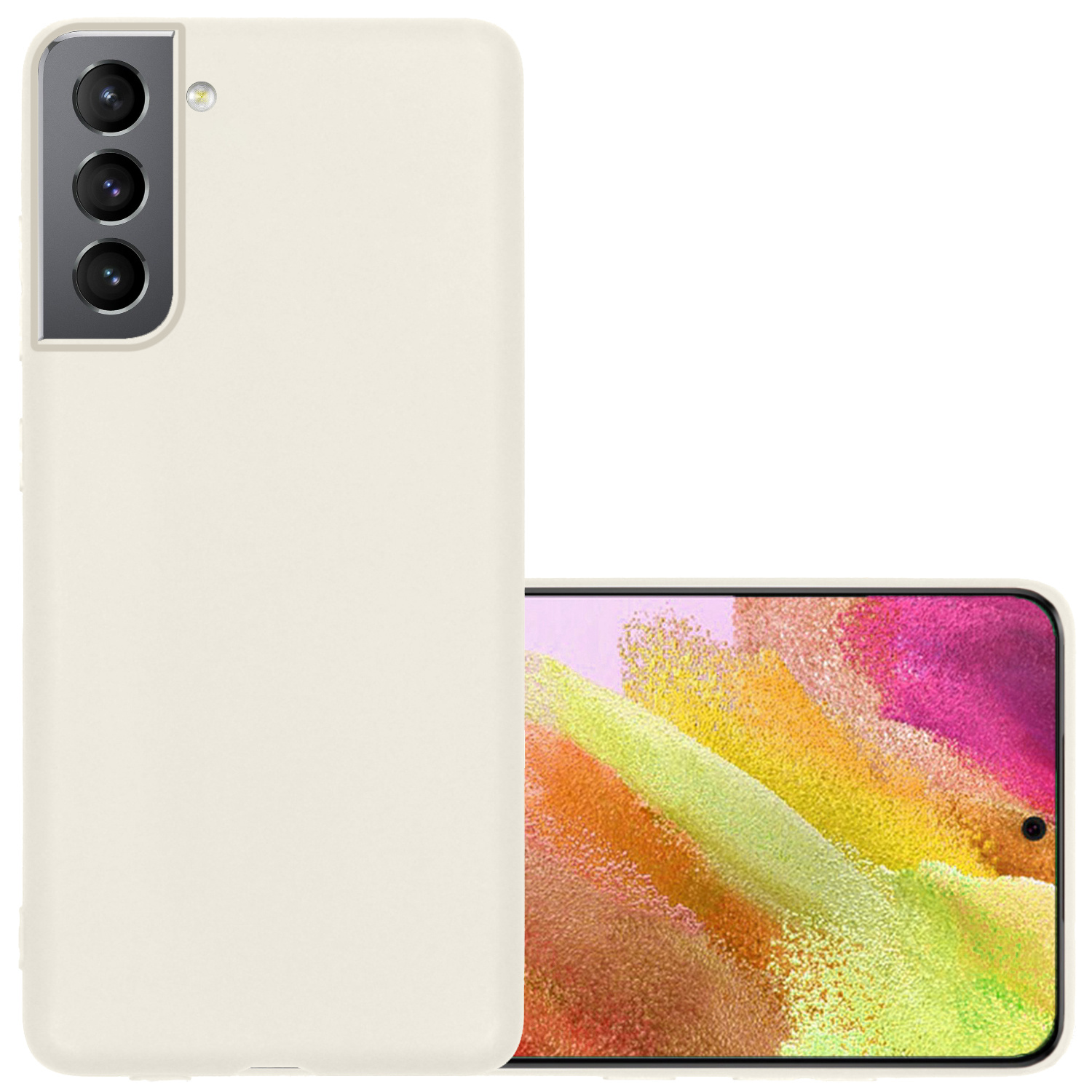 NoXx Hoes Geschikt voor Samsung S21 FE Hoesje Cover Siliconen Back Case Hoes - Wit
