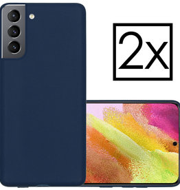 NoXx NoXx Samsung Galaxy S21FE Hoesje Siliconen - Donkerblauw - 2 PACK