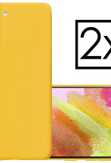 NoXx Hoes Geschikt voor Samsung S21 FE Hoesje Cover Siliconen Back Case Hoes - Geel - 2x