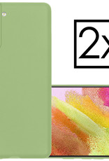 NoXx Hoes Geschikt voor Samsung S21 FE Hoesje Cover Siliconen Back Case Hoes - Groen - 2x