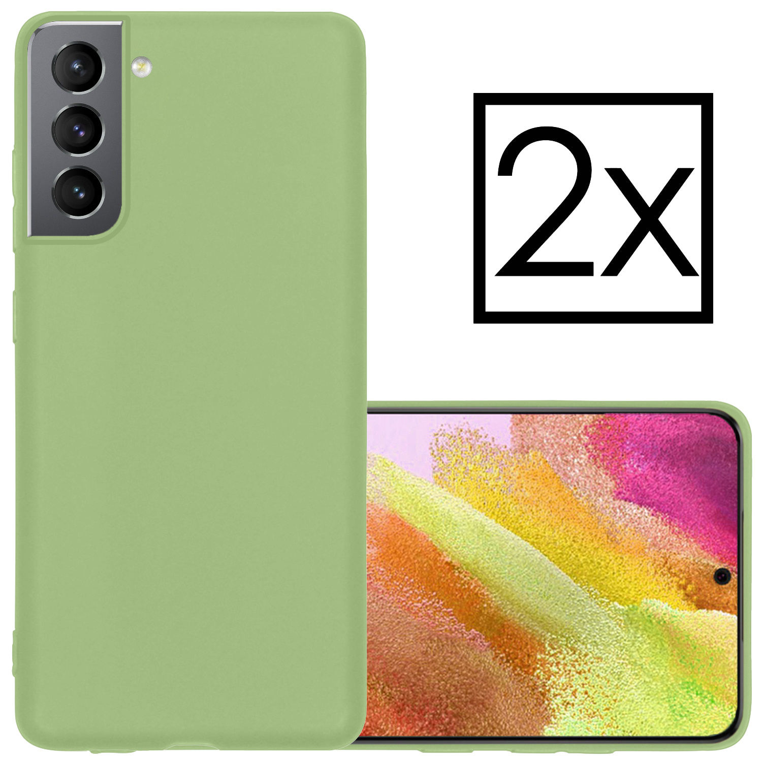 NoXx Hoes Geschikt voor Samsung S21 FE Hoesje Cover Siliconen Back Case Hoes - Groen - 2x