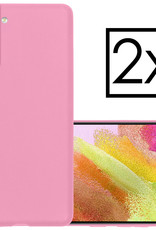 NoXx Hoes Geschikt voor Samsung S21 FE Hoesje Cover Siliconen Back Case Hoes - Lichtroze - 2x