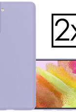 NoXx Hoes Geschikt voor Samsung S21 FE Hoesje Cover Siliconen Back Case Hoes - Lila - 2x