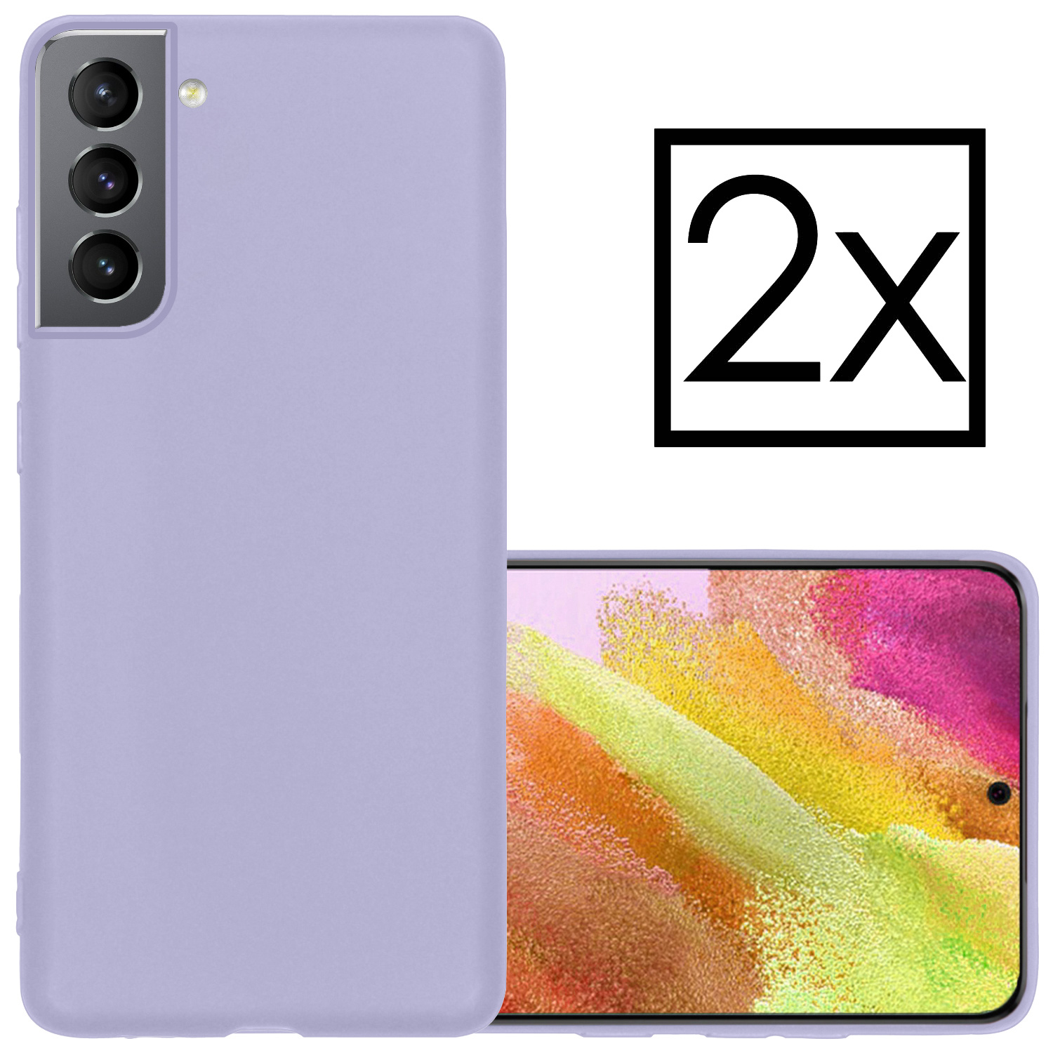 NoXx Hoes Geschikt voor Samsung S21 FE Hoesje Cover Siliconen Back Case Hoes - Lila - 2x