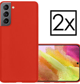 NoXx NoXx Samsung Galaxy S21FE Hoesje Siliconen - Rood - 2 PACK