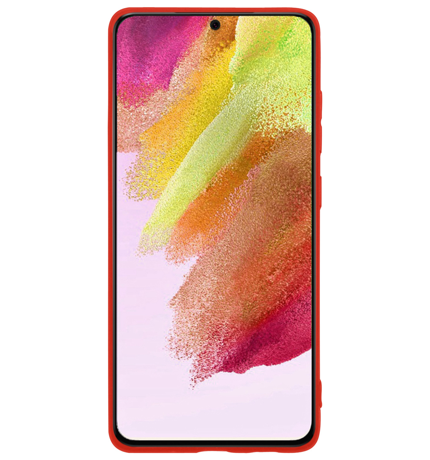 NoXx Hoes Geschikt voor Samsung S21 FE Hoesje Cover Siliconen Back Case Hoes - Rood - 2x