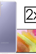 NoXx Hoes Geschikt voor Samsung S21 FE Hoesje Cover Siliconen Back Case Hoes - Transparant - 2x