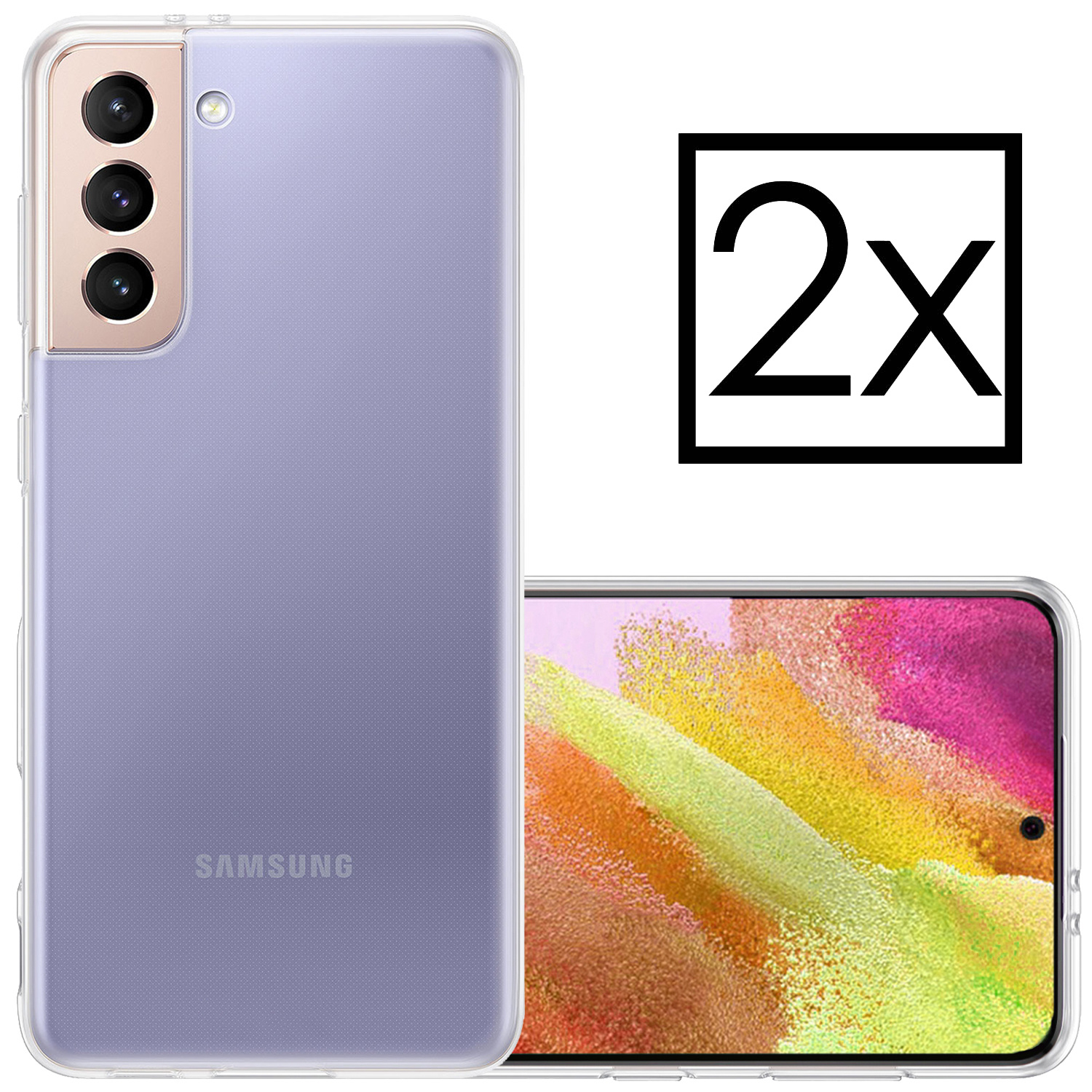 NoXx Hoes Geschikt voor Samsung S21 FE Hoesje Cover Siliconen Back Case Hoes - Transparant - 2x