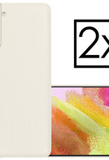 NoXx Hoes Geschikt voor Samsung S21 FE Hoesje Cover Siliconen Back Case Hoes - Wit - 2x