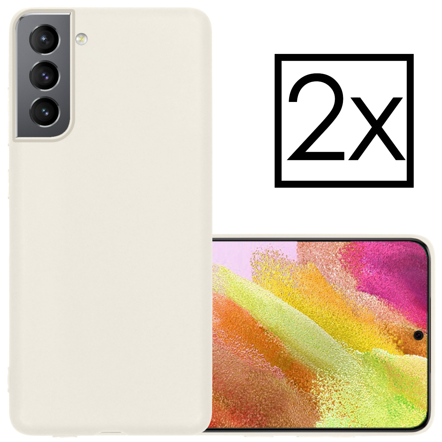 NoXx Hoes Geschikt voor Samsung S21 FE Hoesje Cover Siliconen Back Case Hoes - Wit - 2x