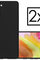 NoXx Hoes Geschikt voor Samsung S21 FE Hoesje Cover Siliconen Back Case Hoes - Zwart - 2x