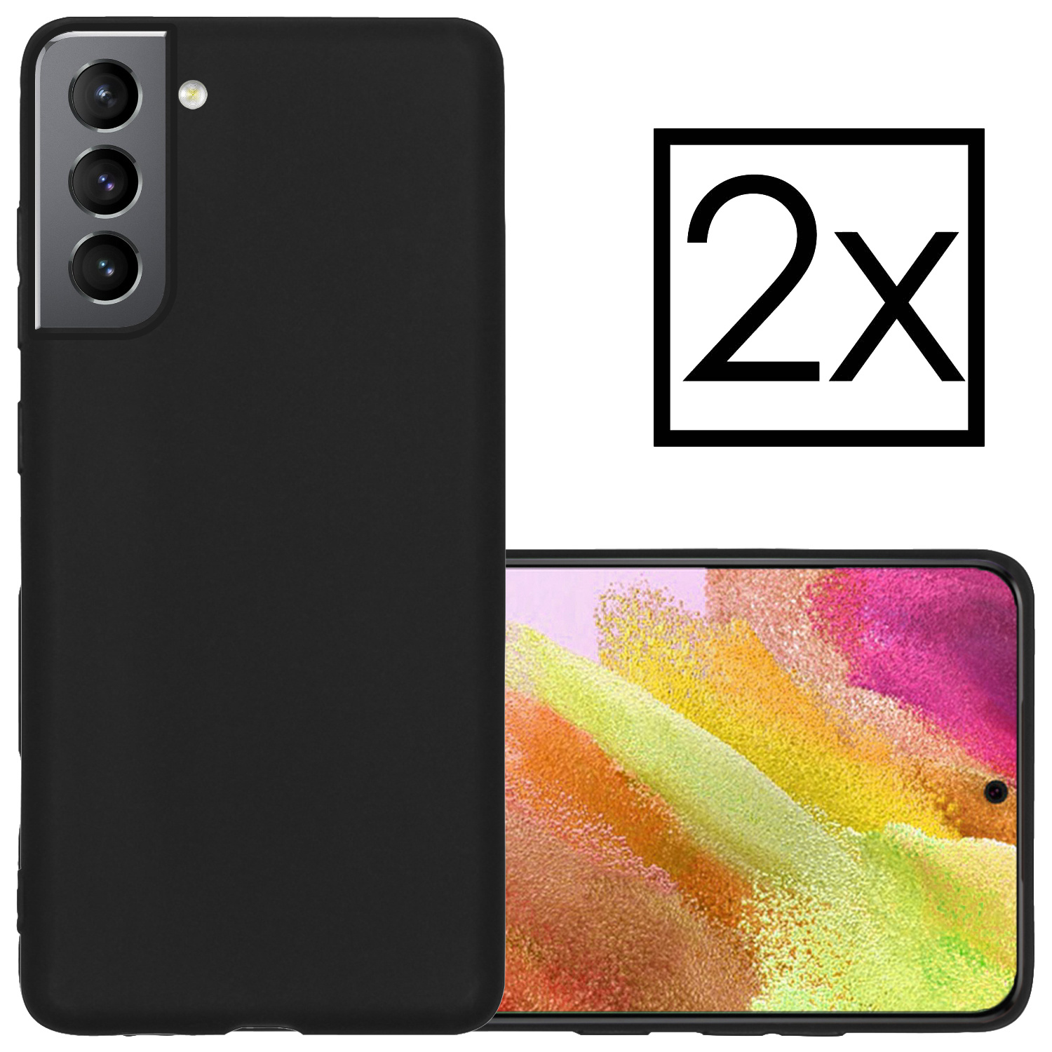 NoXx Hoes Geschikt voor Samsung S21 FE Hoesje Cover Siliconen Back Case Hoes - Zwart - 2x