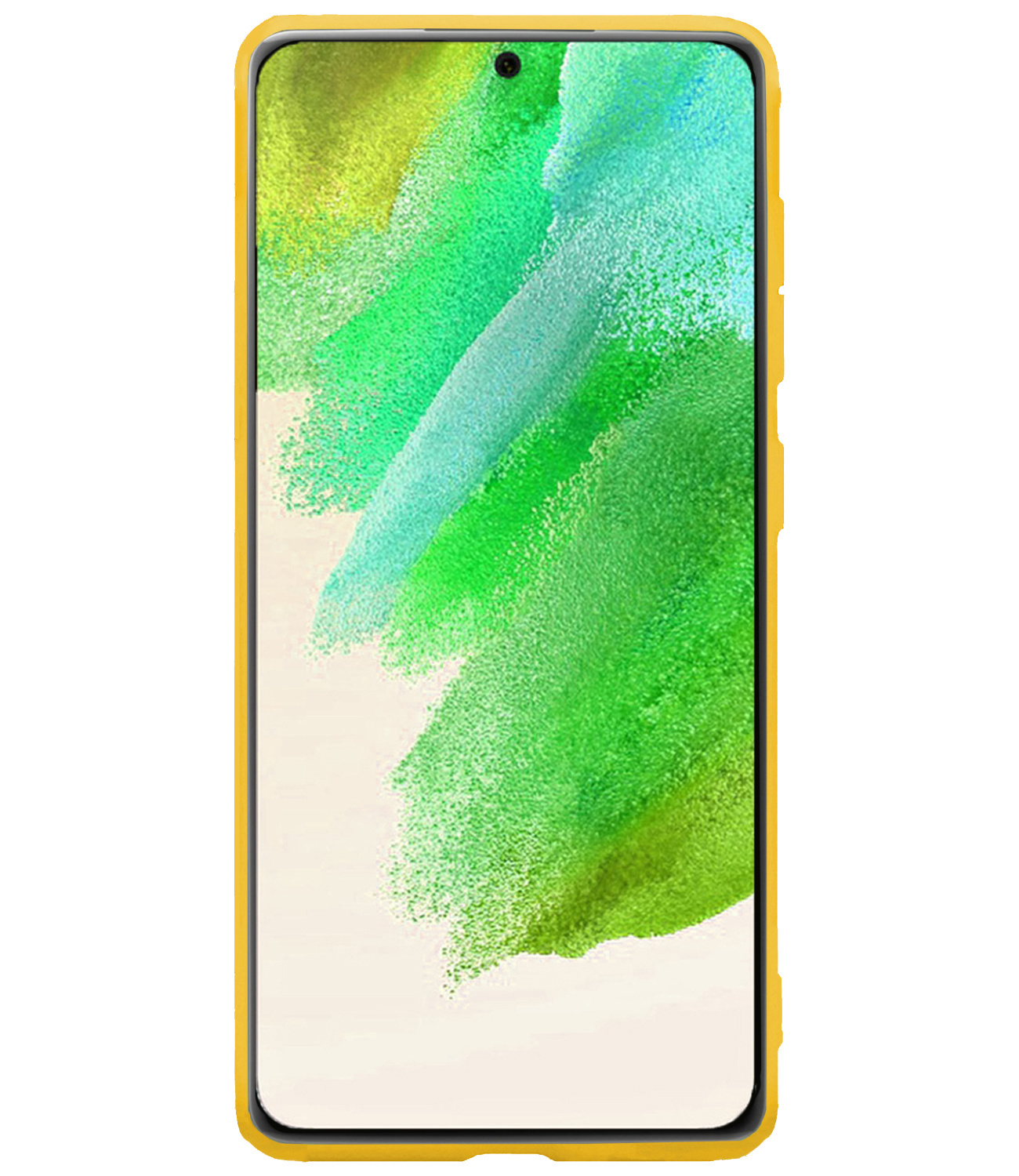 Nomfy Hoesje Geschikt voor Samsung S21 FE Hoesje Siliconen Cover Case - Hoes Geschikt voor Samsung Galaxy S21 FE Hoes Back Case - Geel
