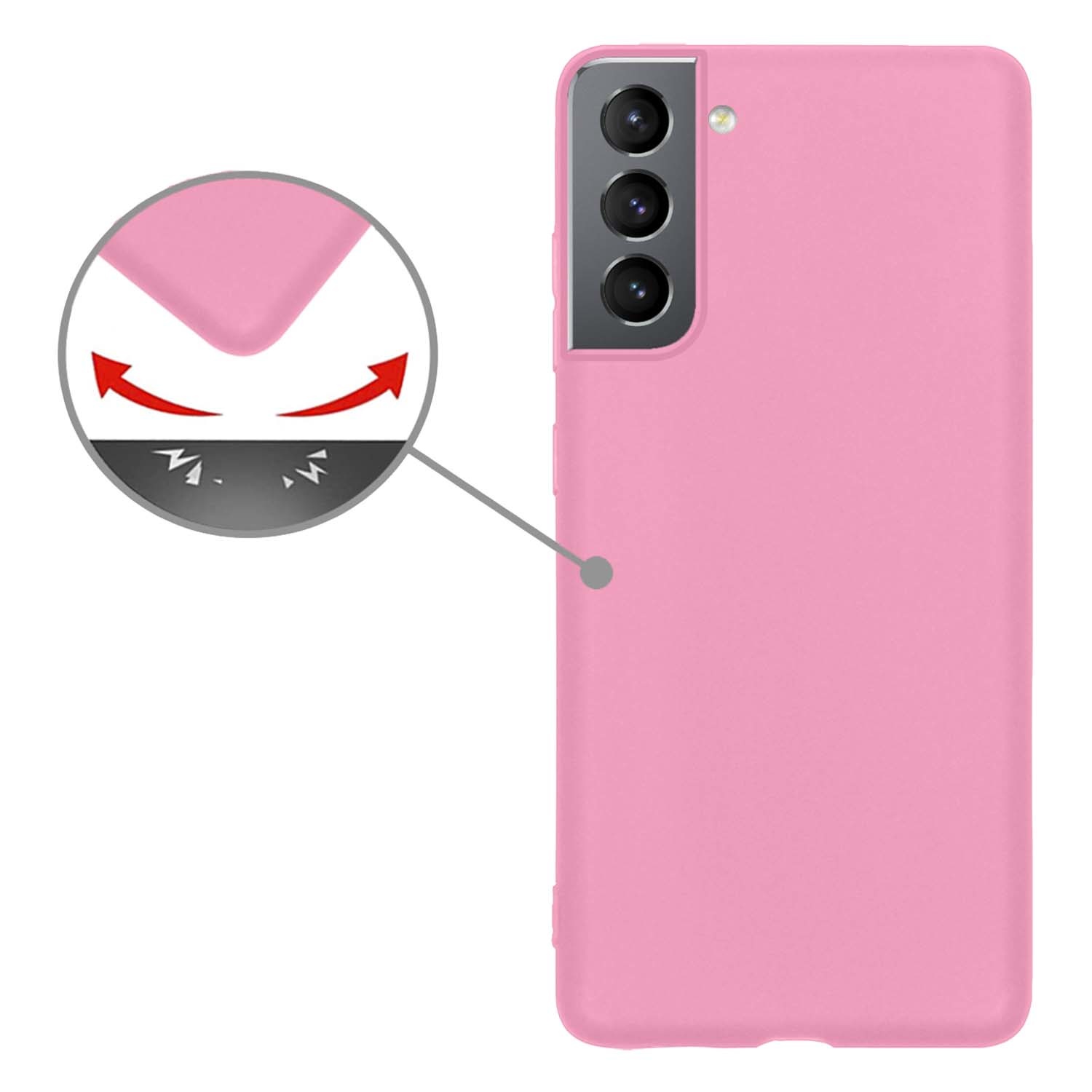 Nomfy Hoesje Geschikt voor Samsung S21 FE Hoesje Siliconen Cover Case - Hoes Geschikt voor Samsung Galaxy S21 FE Hoes Back Case - Lichtroze