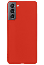 Nomfy Hoesje Geschikt voor Samsung S21 FE Hoesje Siliconen Cover Case - Hoes Geschikt voor Samsung Galaxy S21 FE Hoes Back Case - Rood