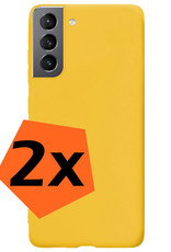 Nomfy Hoesje Geschikt voor Samsung S21 FE Hoesje Siliconen Cover Case - Hoes Geschikt voor Samsung Galaxy S21 FE Hoes Back Case - 2-PACK - Geel
