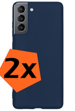 Nomfy Hoesje Geschikt voor Samsung S21 FE Hoesje Siliconen Cover Case - Hoes Geschikt voor Samsung Galaxy S21 FE Hoes Back Case - 2-PACK - Donkerblauw