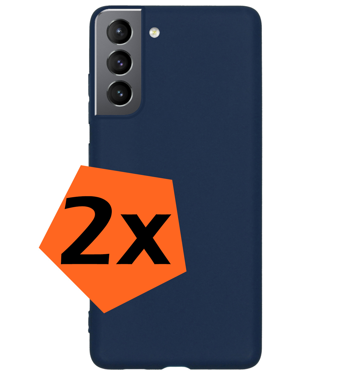 Nomfy Hoesje Geschikt voor Samsung S21 FE Hoesje Siliconen Cover Case - Hoes Geschikt voor Samsung Galaxy S21 FE Hoes Back Case - 2-PACK - Donkerblauw