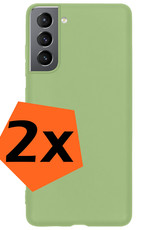 Nomfy Hoesje Geschikt voor Samsung S21 FE Hoesje Siliconen Cover Case - Hoes Geschikt voor Samsung Galaxy S21 FE Hoes Back Case - 2-PACK - Groen