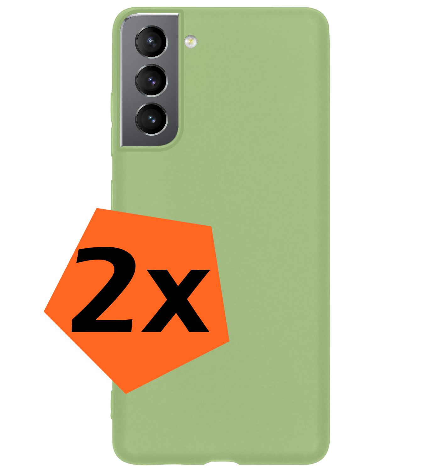 Nomfy Hoesje Geschikt voor Samsung S21 FE Hoesje Siliconen Cover Case - Hoes Geschikt voor Samsung Galaxy S21 FE Hoes Back Case - 2-PACK - Groen