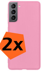 Nomfy Hoesje Geschikt voor Samsung S21 FE Hoesje Siliconen Cover Case - Hoes Geschikt voor Samsung Galaxy S21 FE Hoes Back Case - 2-PACK - Lichtroze