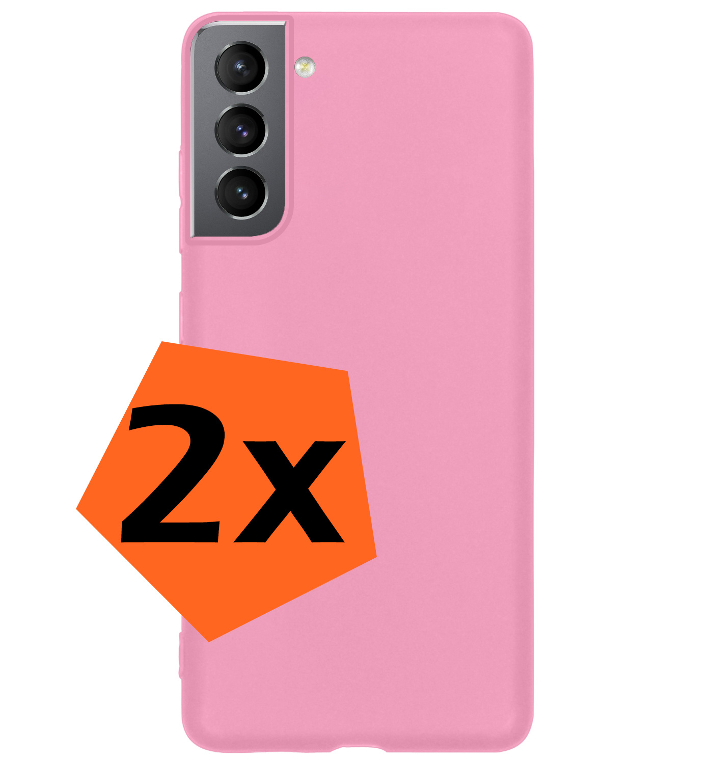 Nomfy Hoesje Geschikt voor Samsung S21 FE Hoesje Siliconen Cover Case - Hoes Geschikt voor Samsung Galaxy S21 FE Hoes Back Case - 2-PACK - Lichtroze