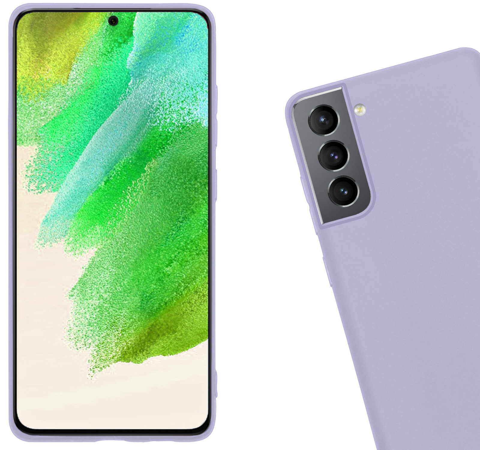 Nomfy Hoesje Geschikt voor Samsung S21 FE Hoesje Siliconen Cover Case - Hoes Geschikt voor Samsung Galaxy S21 FE Hoes Back Case - 2-PACK - Lila