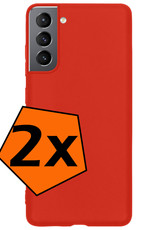 Nomfy Hoesje Geschikt voor Samsung S21 FE Hoesje Siliconen Cover Case - Hoes Geschikt voor Samsung Galaxy S21 FE Hoes Back Case - 2-PACK - Rood