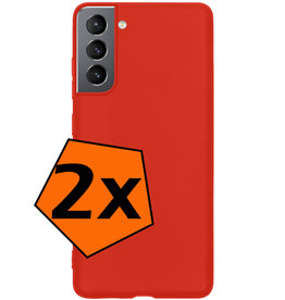 Nomfy Nomfy Samsung Galaxy S21FE Hoesje Siliconen - Rood - 2 PACK