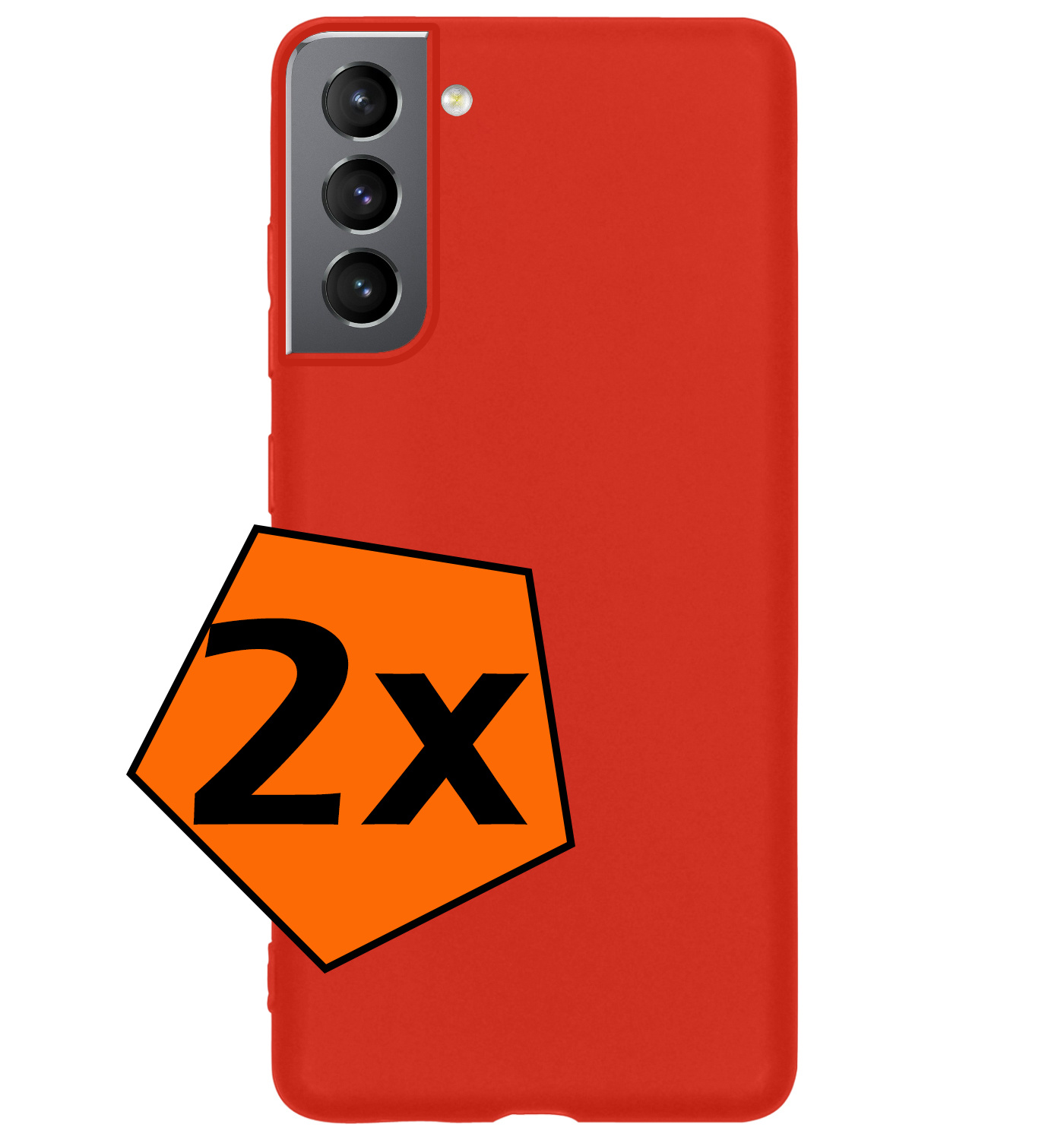 Nomfy Hoesje Geschikt voor Samsung S21 FE Hoesje Siliconen Cover Case - Hoes Geschikt voor Samsung Galaxy S21 FE Hoes Back Case - 2-PACK - Rood