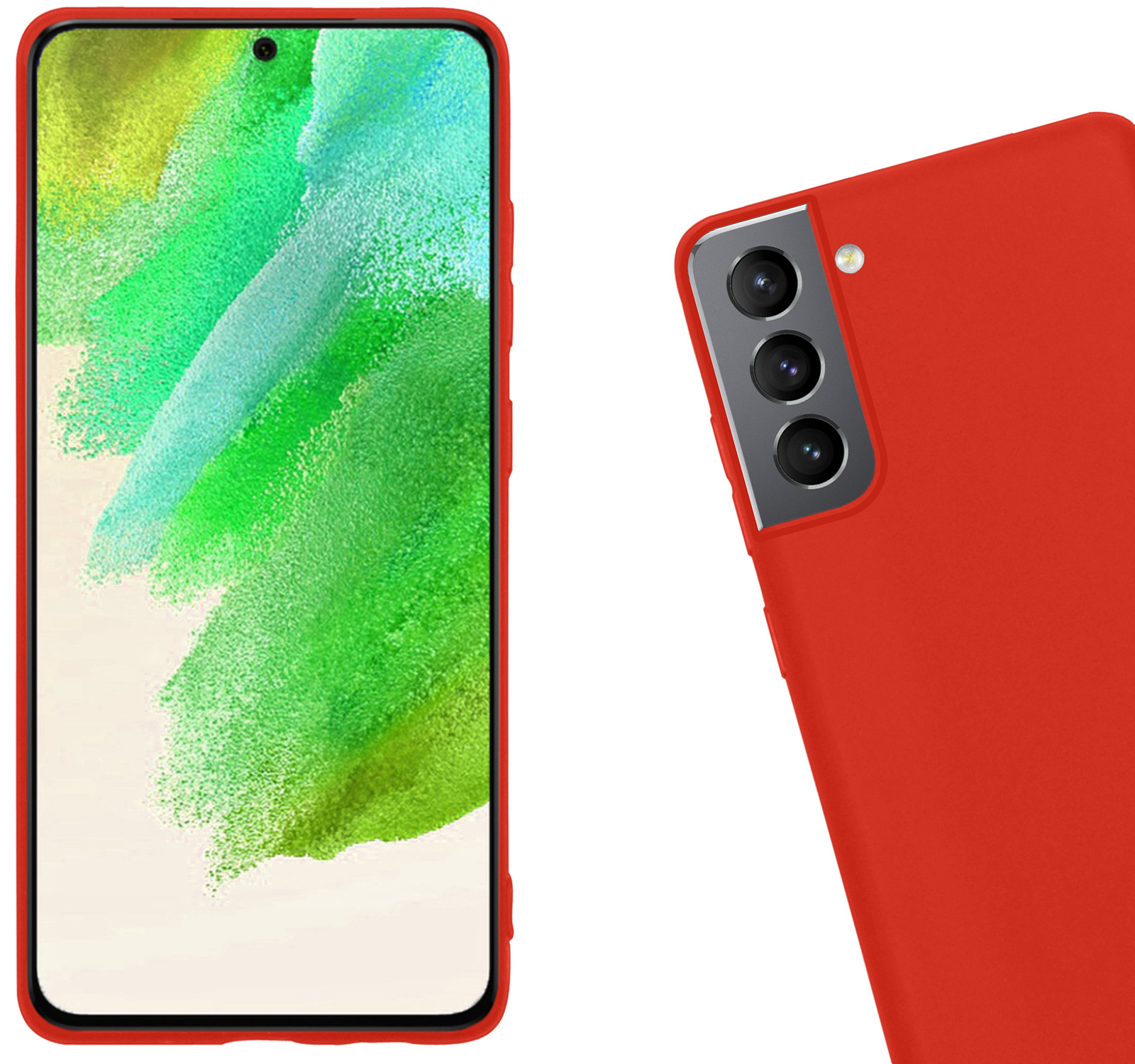 Nomfy Hoesje Geschikt voor Samsung S21 FE Hoesje Siliconen Cover Case - Hoes Geschikt voor Samsung Galaxy S21 FE Hoes Back Case - 2-PACK - Rood