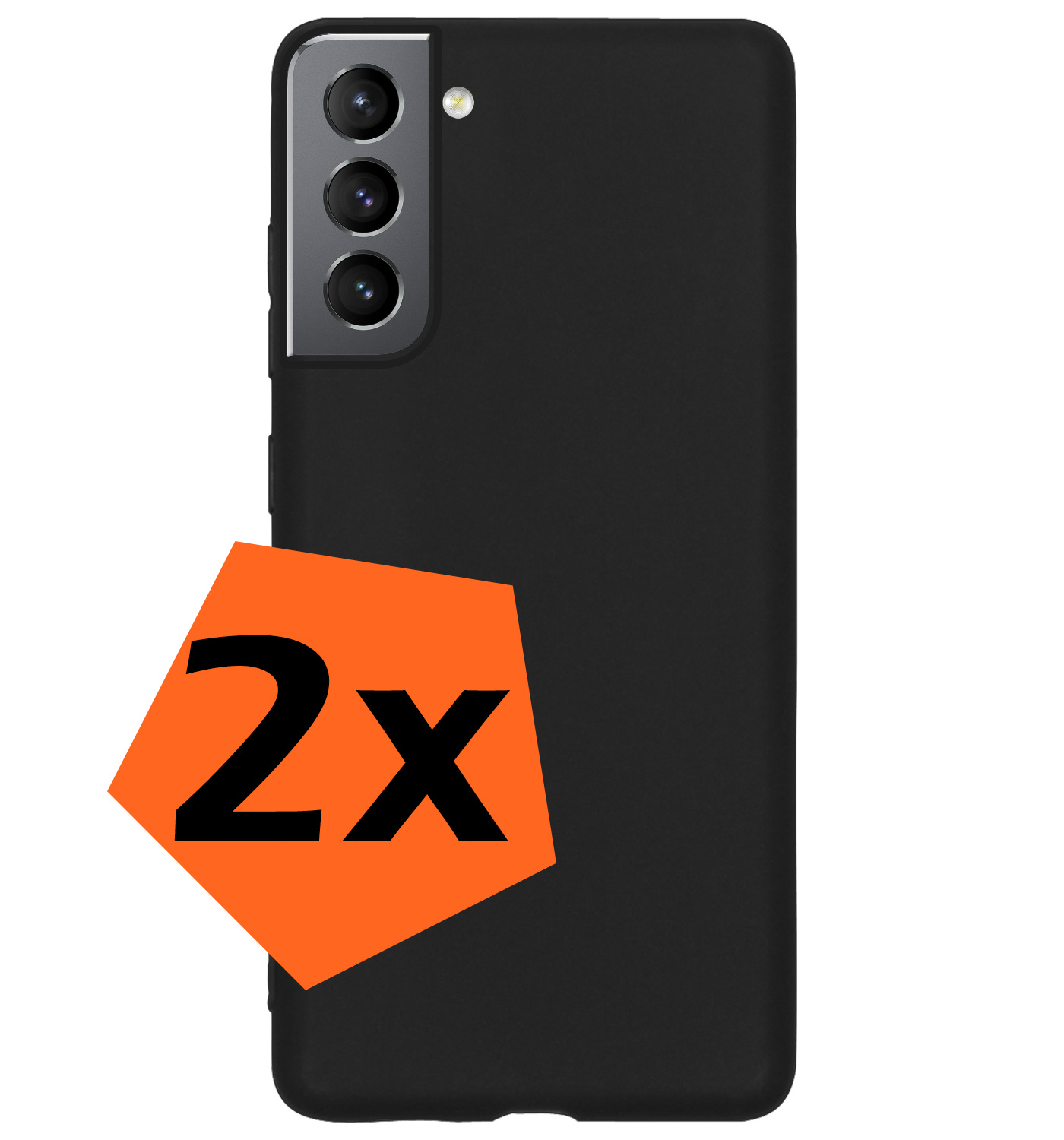 Nomfy Hoesje Geschikt voor Samsung S21 FE Hoesje Siliconen Cover Case - Hoes Geschikt voor Samsung Galaxy S21 FE Hoes Back Case - 2-PACK - Zwart