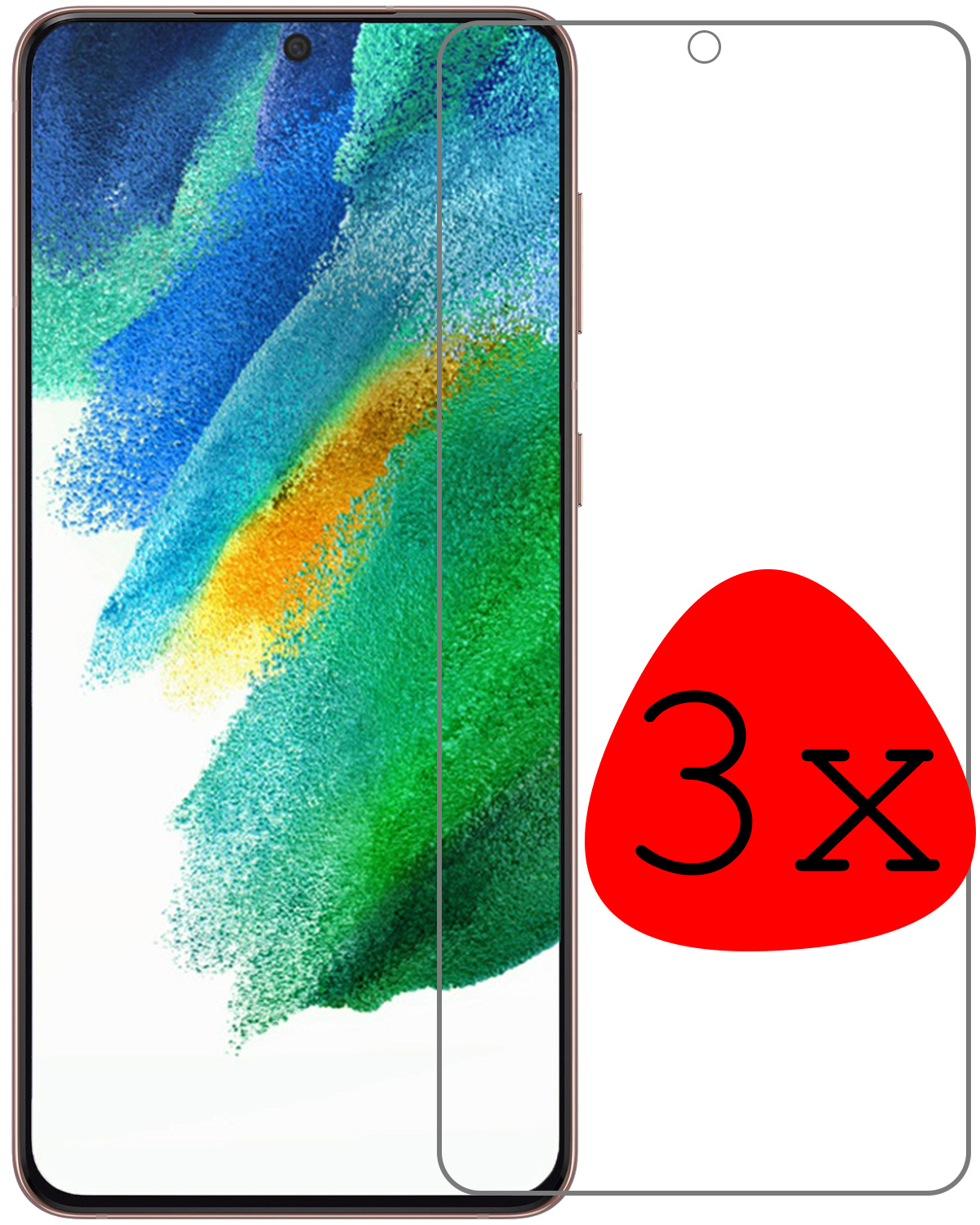 BASEY. Screenprotector Geschikt voor Samsung S21 FE Screenprotector Tempered Glass - Screenprotector Geschikt voor Samsung Galaxy S21 FE Beschermglas Screen Protector Glas - 3 Stuks