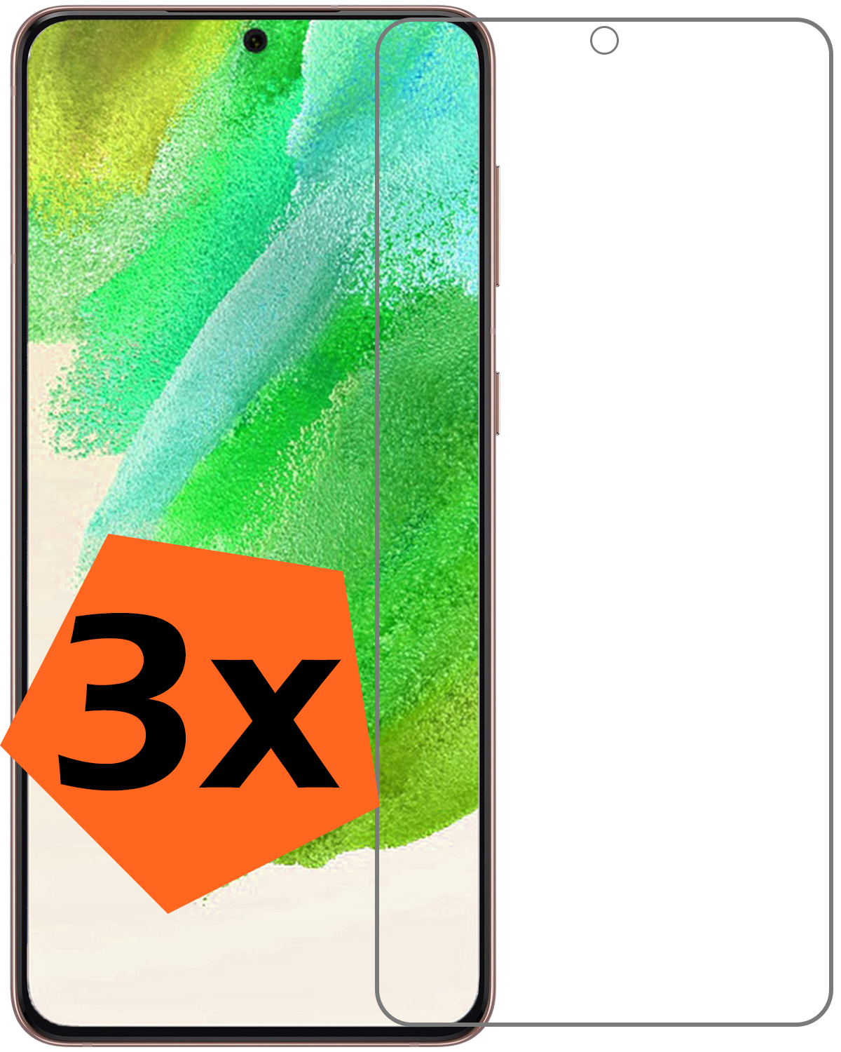 Nomfy Screenprotector Geschikt voor Samsung S21 FE Screenprotector Bescherm Glas Tempered Glass - Screenprotector Geschikt voor Samsung Galaxy S21 FE Screen Protector - 3 PACK