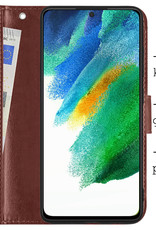BASEY. Samsung Galaxy S21 FE Hoesje Bookcase - Samsung Galaxy S21 FE Hoes Flip Case Book Cover - Samsung Galaxy S21 FE Hoes Book Case Bruin