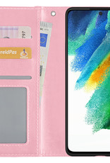 BASEY. Hoes Geschikt voor Samsung S21 FE Hoesje Bookcase Hoes Flip Case Book Cover - Hoesje Geschikt voor Samsung Galaxy S21 FE Hoes Book Case Hoesje - Lichtroze